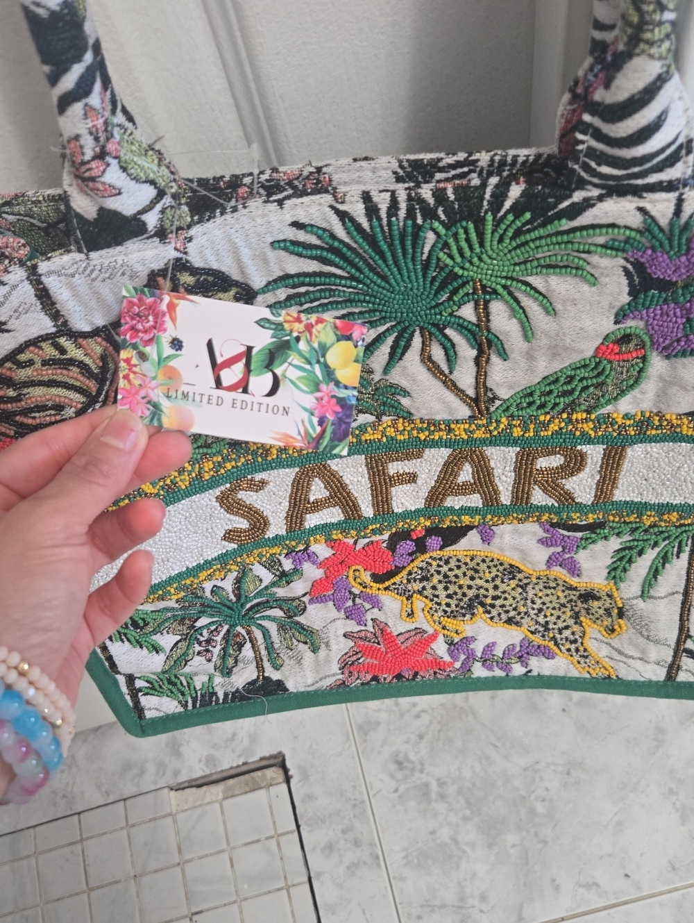 Safari Embroidered Tote Bag - Multicolor